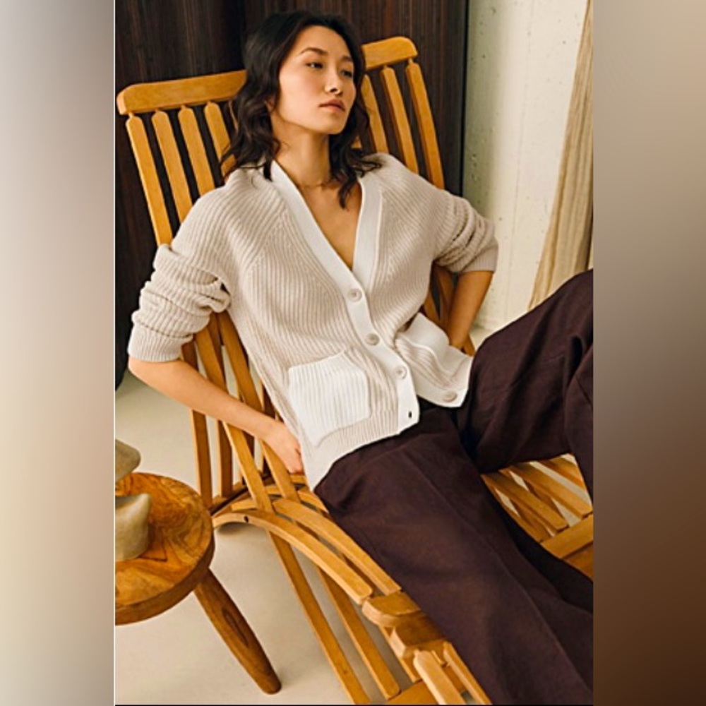 Simons two toned ribbed cardigan